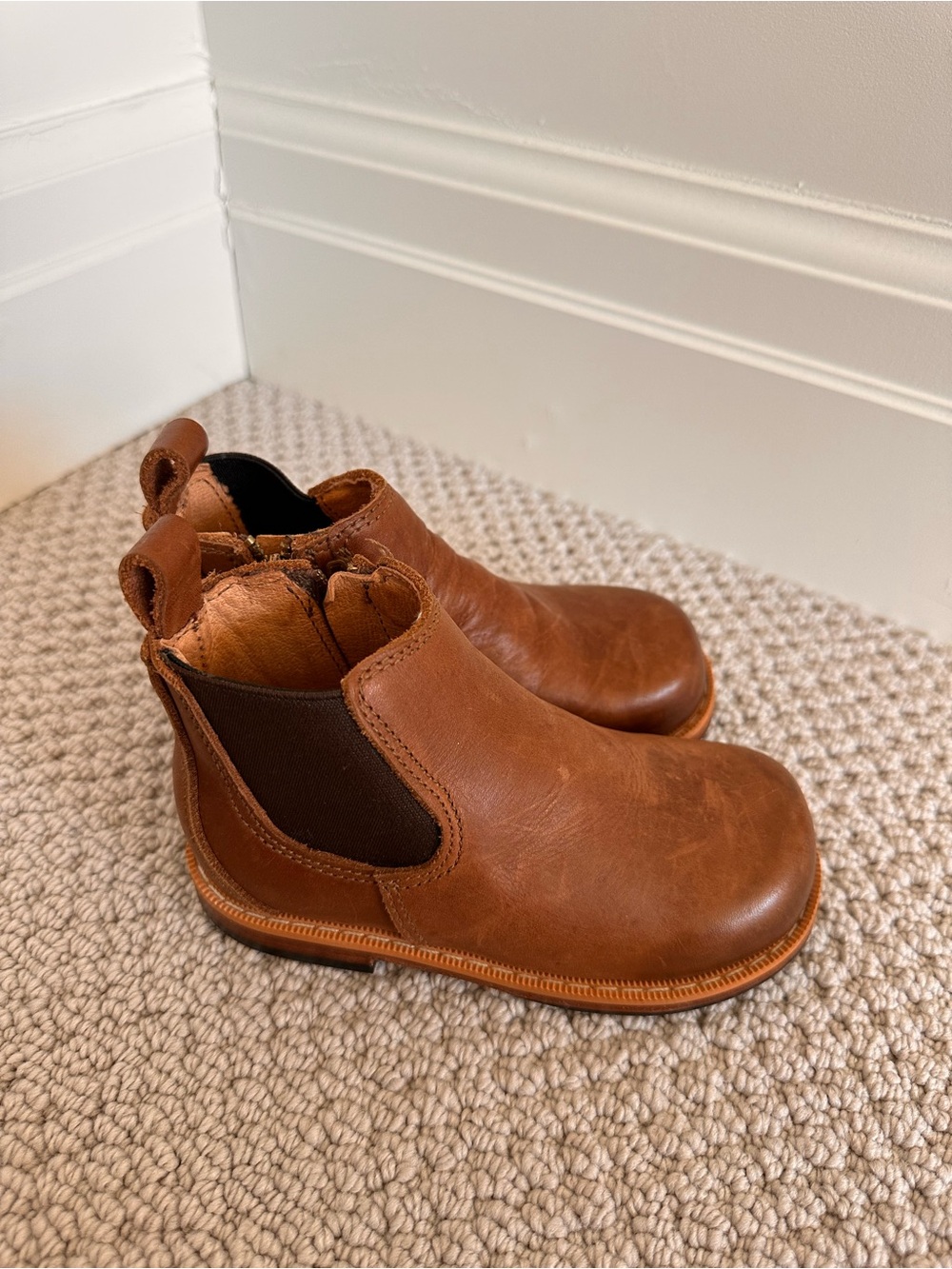 Mikoleon kids brown leather chlesea boots 25